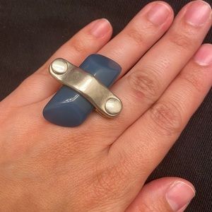 Uno de 50 silver ring with crystal - size 9